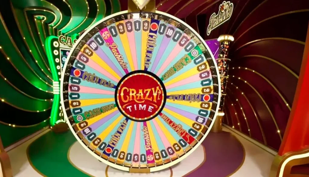 Full Crazy Time wheel showing all 54 numbered and bonus segments